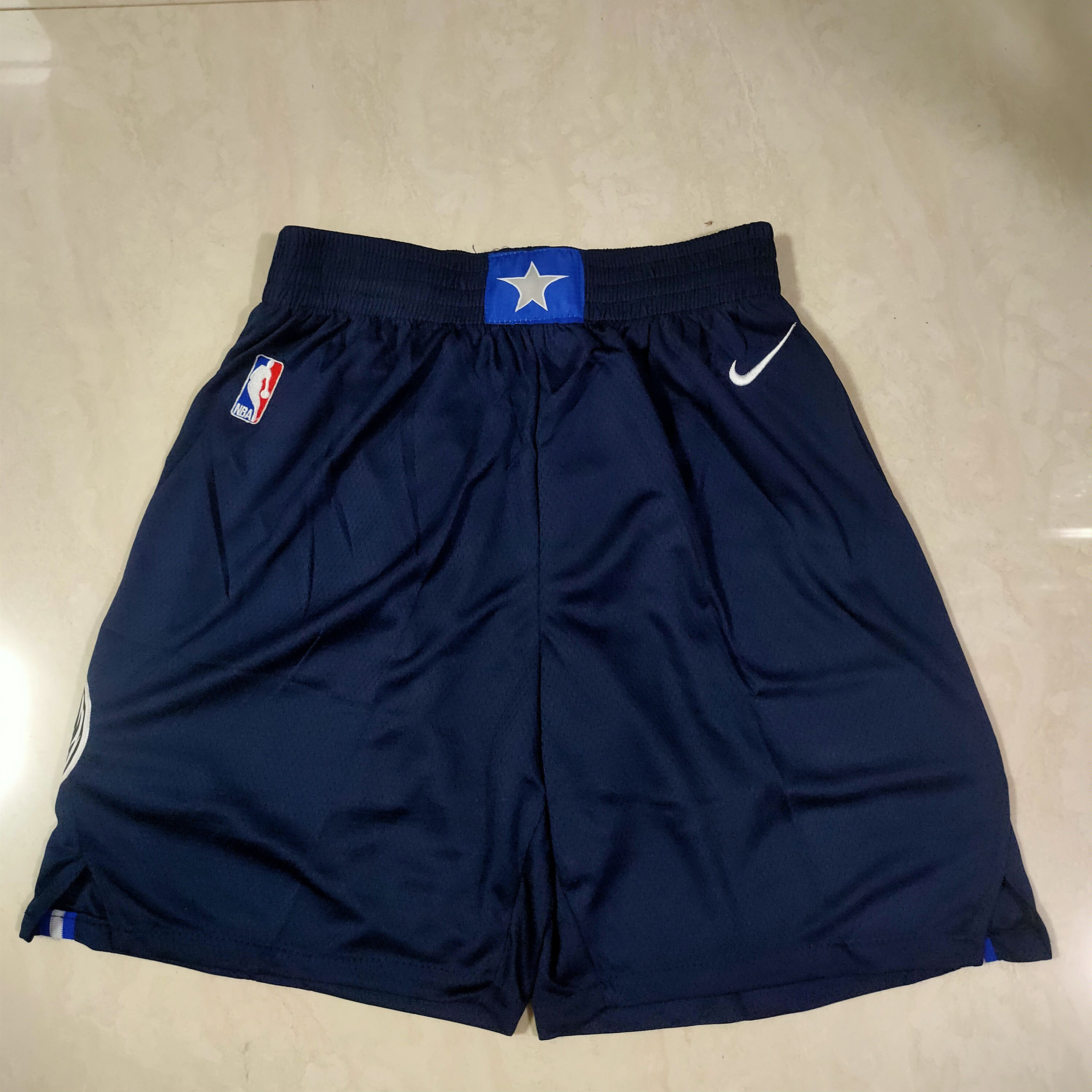 Cheap Men NBA Dallas Mavericks Blue Nike Shorts 0416